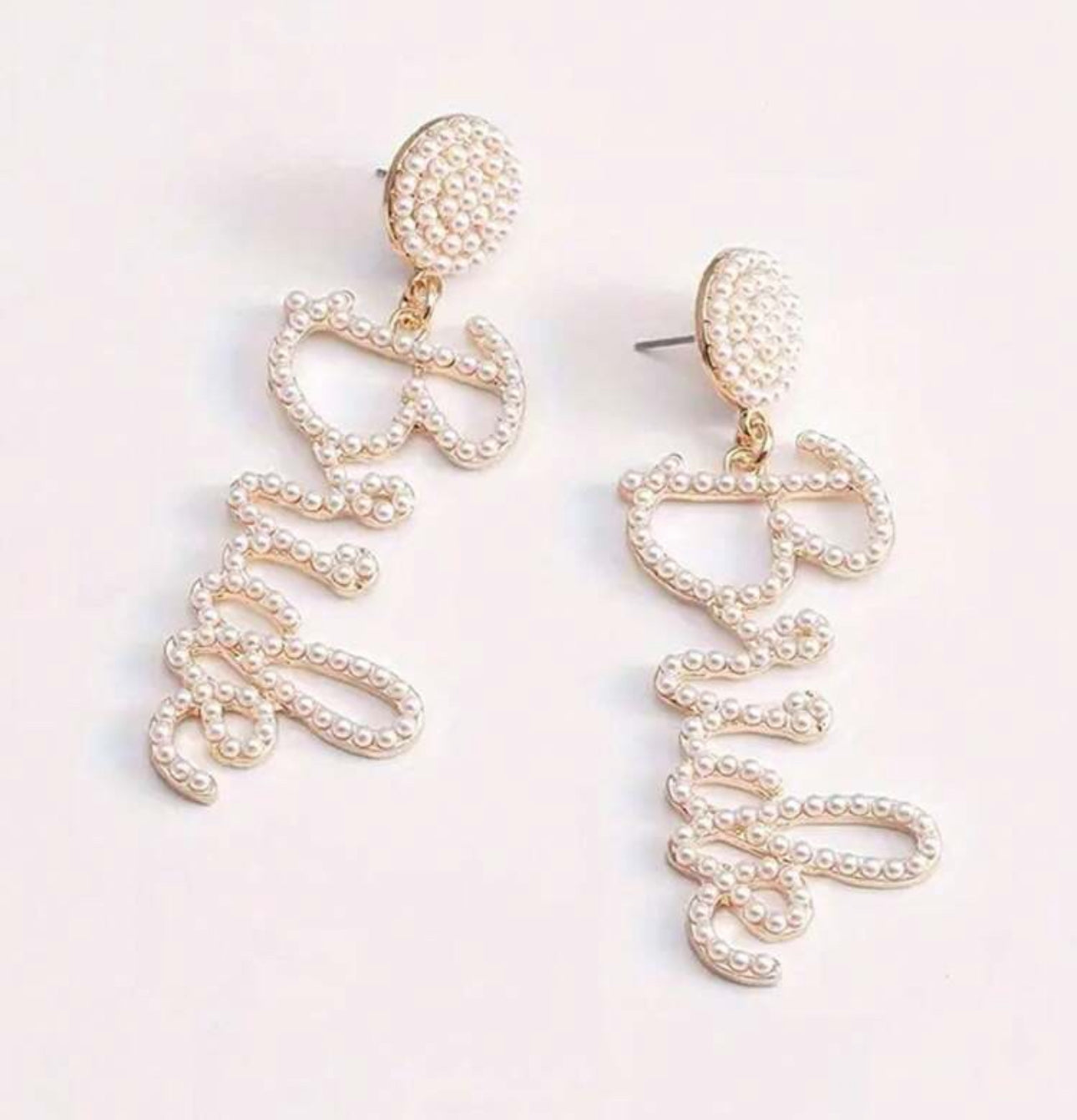 Earrings Bride pearl letter