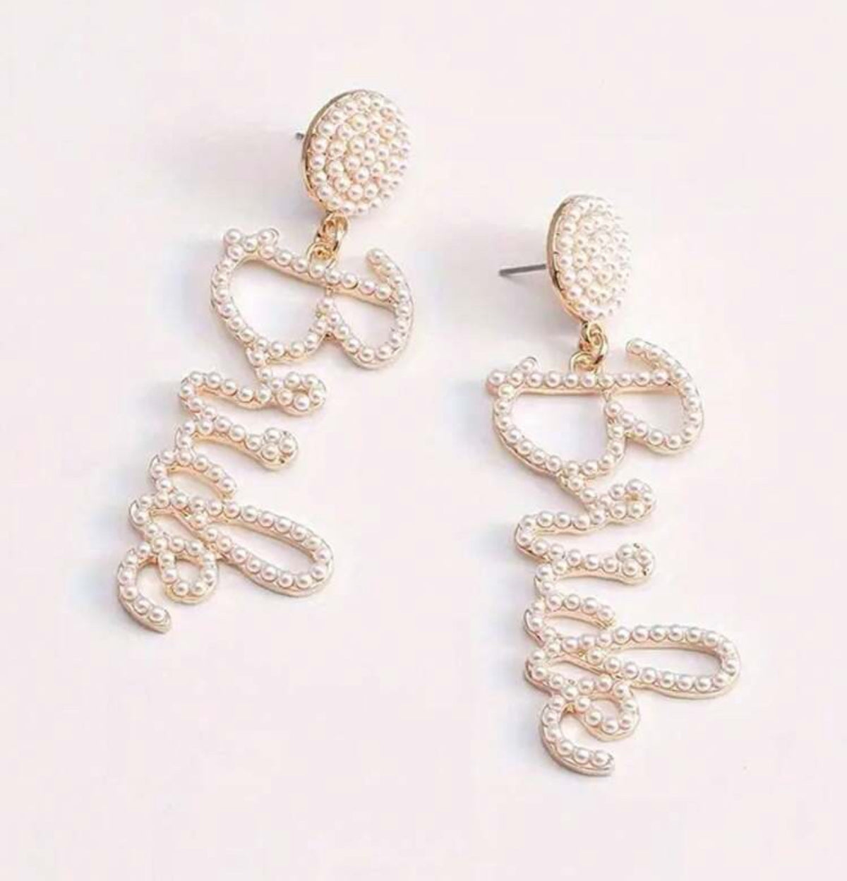 Earrings Bride pearl letter